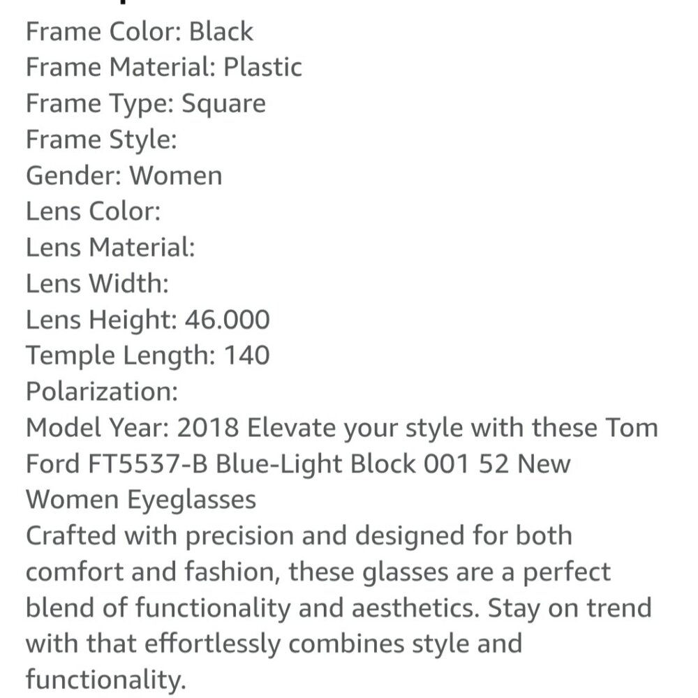 Tom Ford Black Square Optical Glasses with Gold Details - Picture 11 of 11